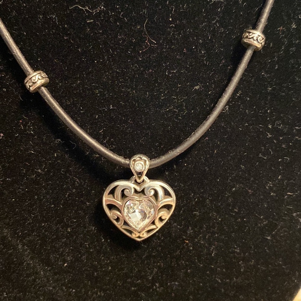 Brighton Sofi silver and Swarovski crystal inset heart pendant collar necklace